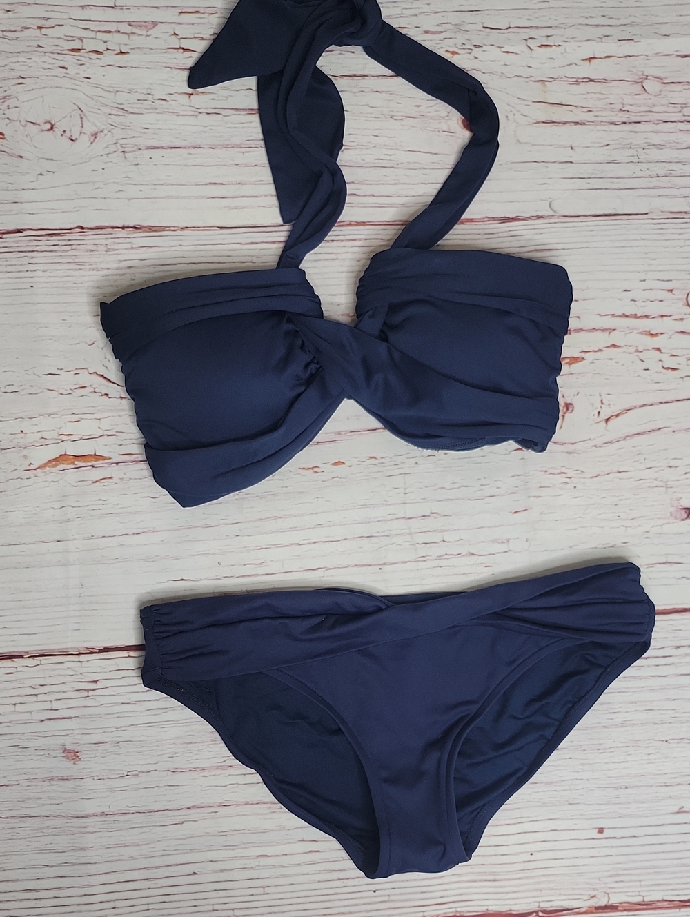 Seafolly Navy Halter Bandeau Bikini US Size 8 - Picture 3 of 11